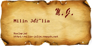 Milin Júlia névjegykártya